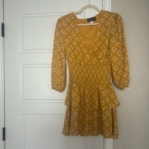 Smocked quarter sleeve dress